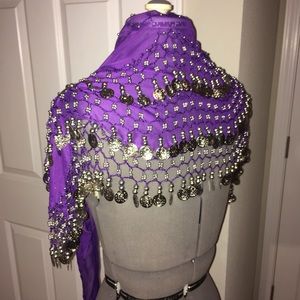 Belly dancing coin shawl and hip tie
